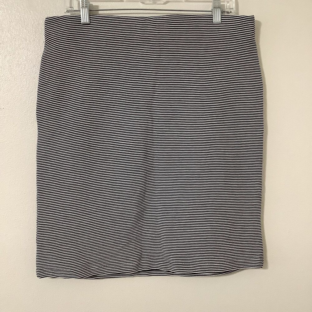 NWT Premise Striped Black White Twee Minimalist Work School Pencil Skirt Large